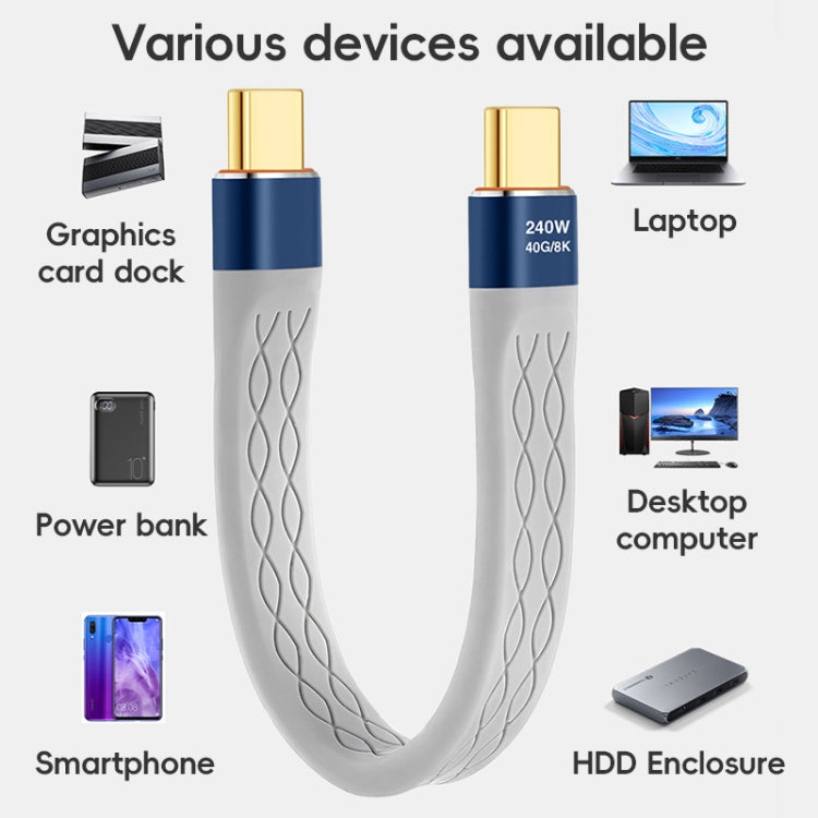 240W 40Gbps USB-C / Type-C to Type-C Flexible FPC Charging Data Cable, Length: 13.3cm - Grey
