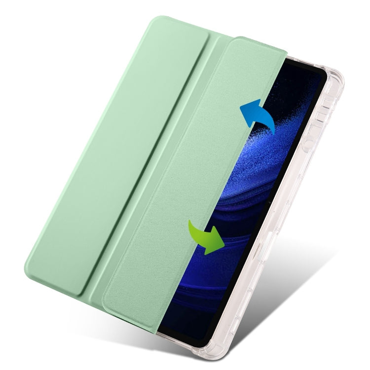 For iPad Pro 11 2025 / 2024 3-fold Clear TPU Smart Leather Tablet Case with Pen Slot