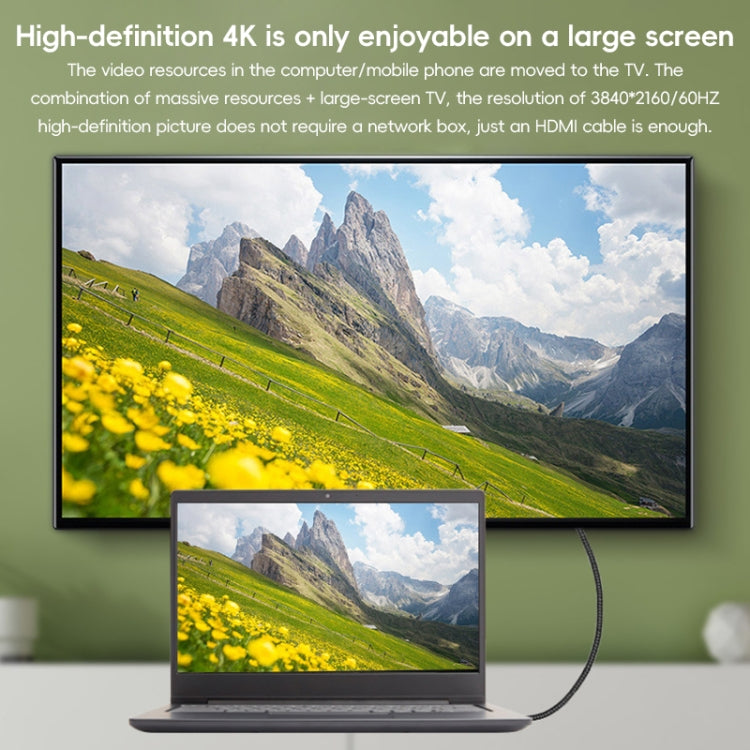 HDTV to Mini HDTV 4K UHD Video Transmission Braided Cable, Length:1.5m - Grey