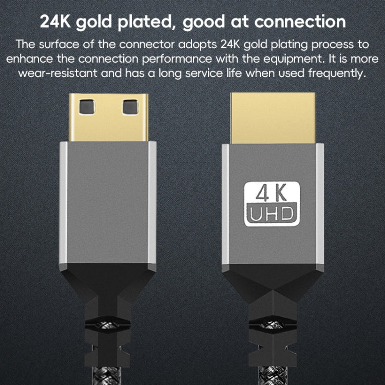 HDTV to Mini HDTV 4K UHD Video Transmission Braided Cable, Length:5m - Grey