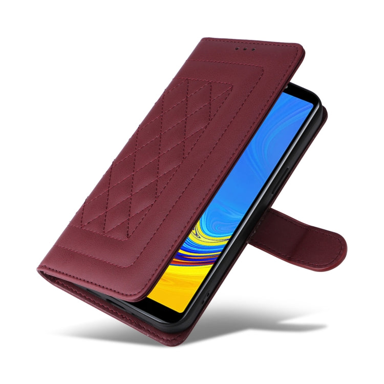 For Samsung Galaxy A7 Diamond Lattice Leather Flip Phone Case