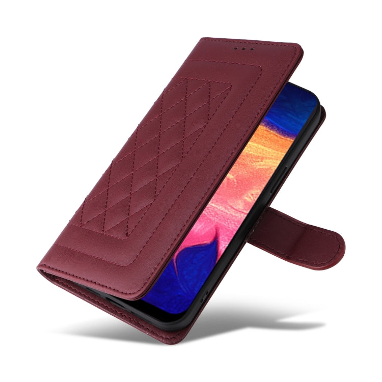 For Samsung Galaxy A10 Diamond Lattice Leather Flip Phone Case