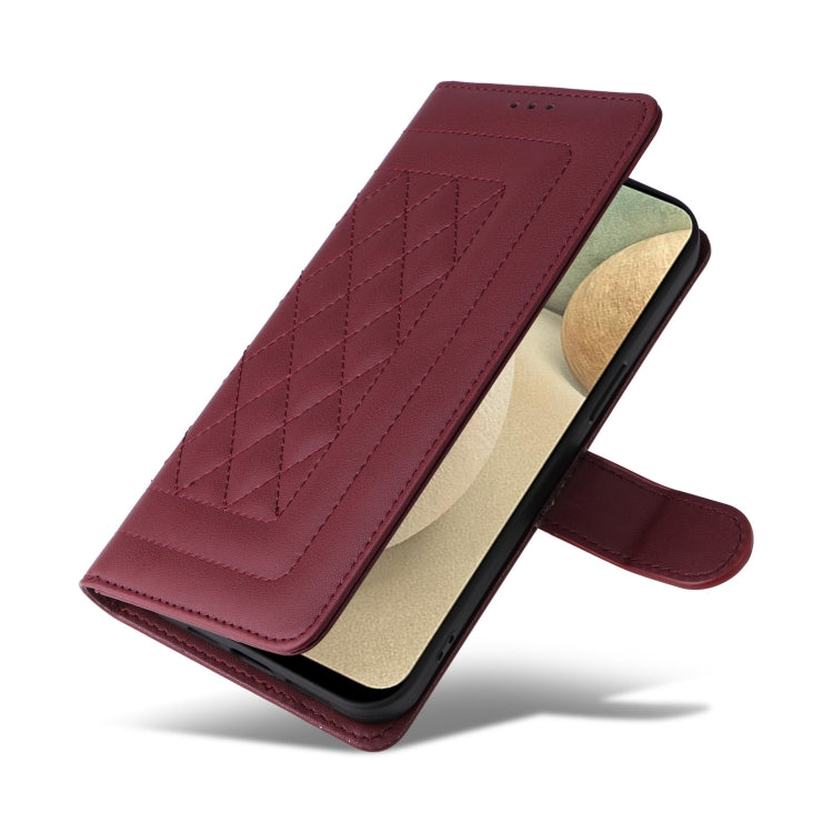 For Samsung Galaxy A12 / M12 Diamond Lattice Leather Flip Phone Case