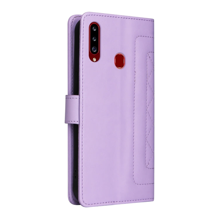 For Samsung Galaxy A20s Diamond Lattice Leather Flip Phone Case