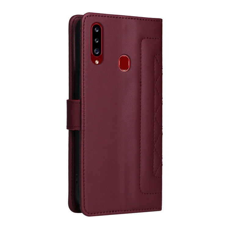 For Samsung Galaxy A20s Diamond Lattice Leather Flip Phone Case