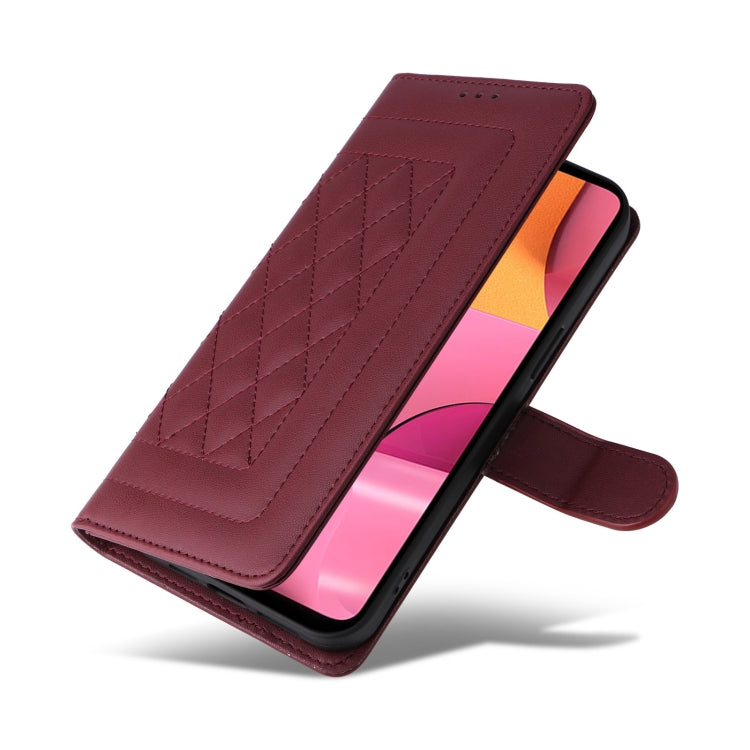 For Samsung Galaxy A20s Diamond Lattice Leather Flip Phone Case