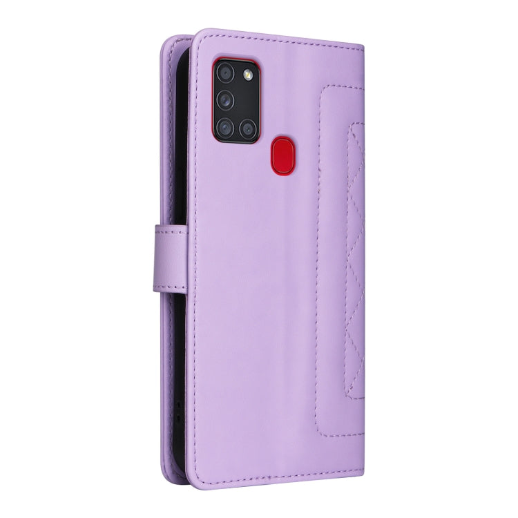 For Samsung Galaxy A21s Diamond Lattice Leather Flip Phone Case