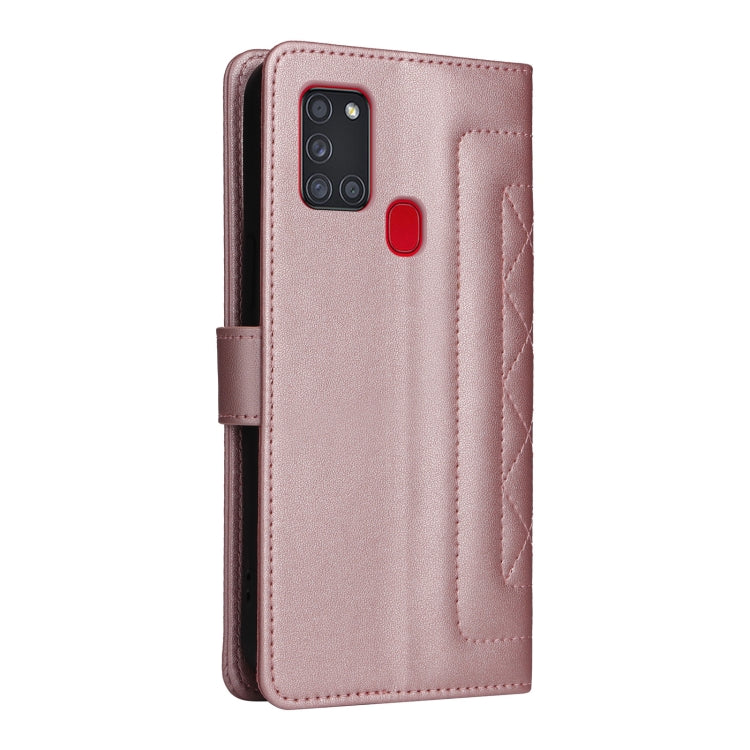 For Samsung Galaxy A21s Diamond Lattice Leather Flip Phone Case