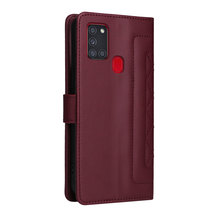 For Samsung Galaxy A21s Diamond Lattice Leather Flip Phone Case