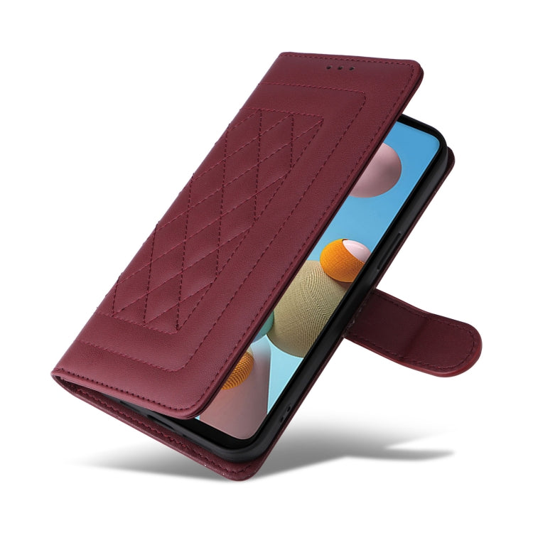 For Samsung Galaxy A21s Diamond Lattice Leather Flip Phone Case