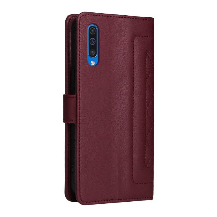 For Samsung Galaxy A50 Diamond Lattice Leather Flip Phone Case