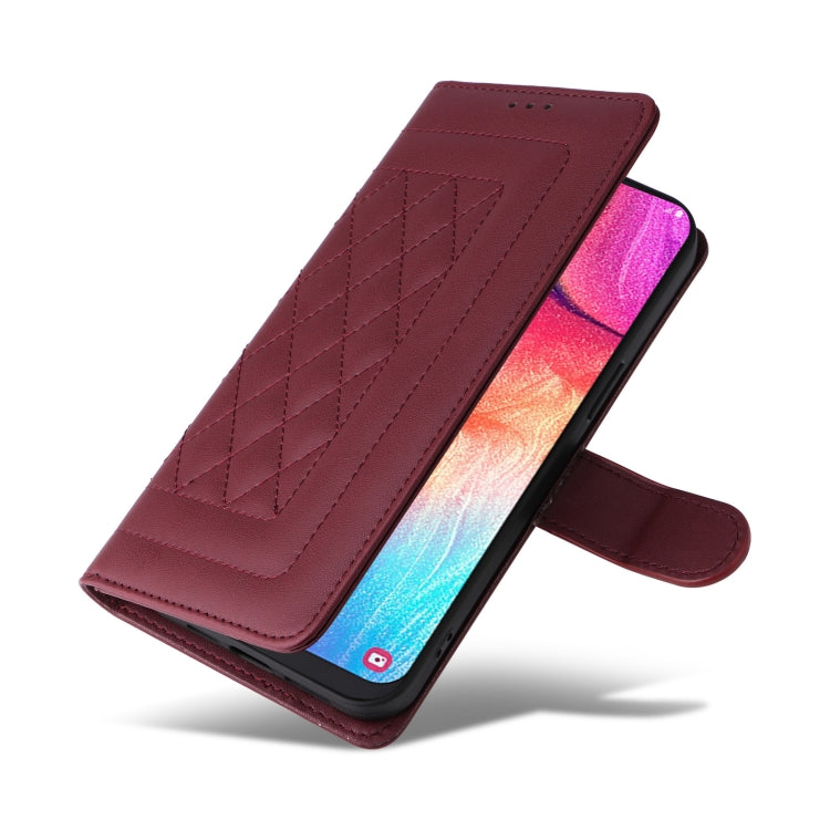 For Samsung Galaxy A50 Diamond Lattice Leather Flip Phone Case