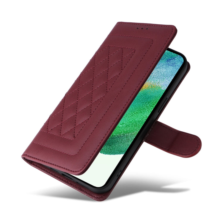 For Samsung Galaxy S21 FE 5G Diamond Lattice Leather Flip Phone Case