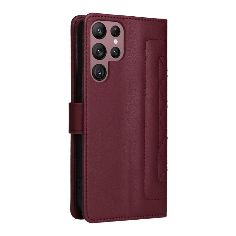 For Samsung Galaxy S22 Ultra 5G Diamond Lattice Leather Flip Phone Case