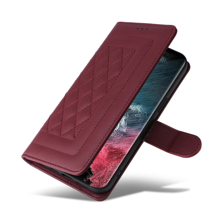 For Samsung Galaxy S22 Ultra 5G Diamond Lattice Leather Flip Phone Case