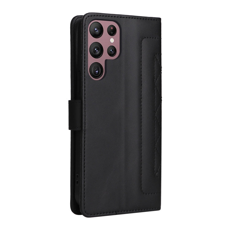 For Samsung Galaxy S22 Ultra 5G Diamond Lattice Leather Flip Phone Case