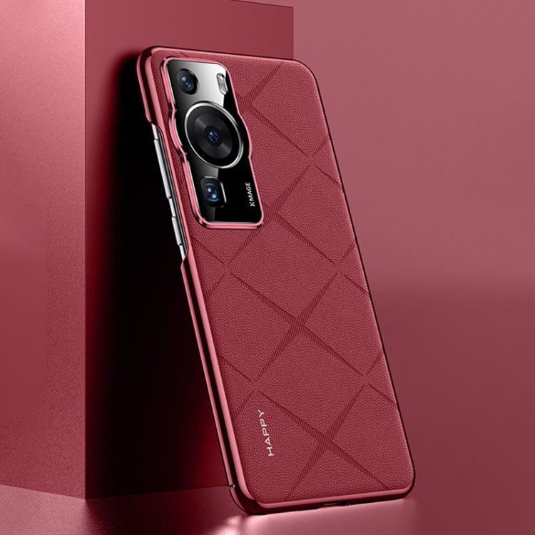 For Huawei P60 / P60 Pro Plain Leather PC Phone Case