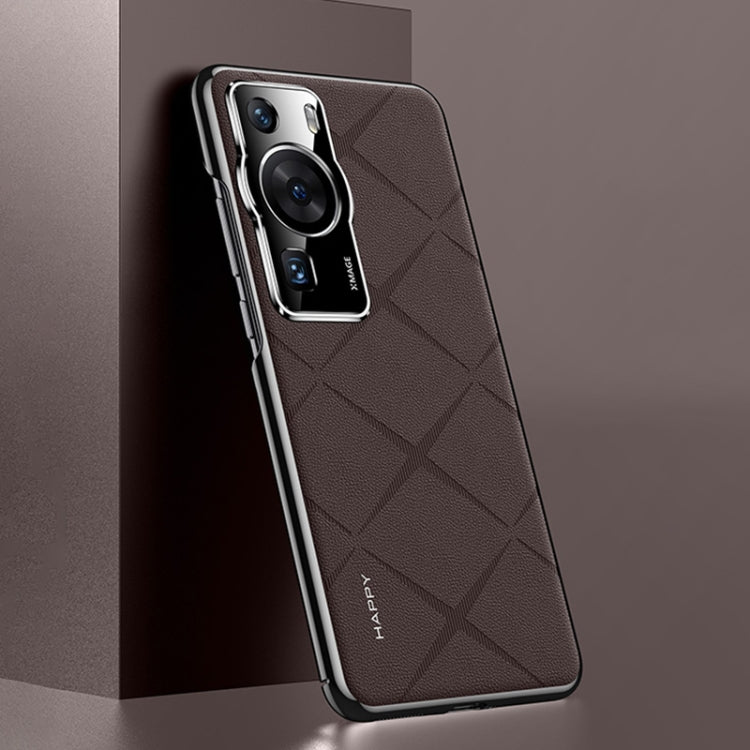 For Huawei P60 / P60 Pro Plain Leather PC Phone Case