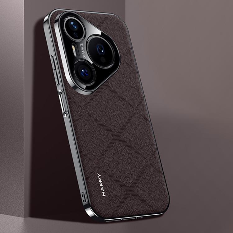 For Huawei Pura 90 Pro Plain Leather PC Phone Case