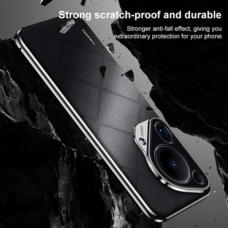 For Huawei Pura 70 Plain Leather PC Phone Case