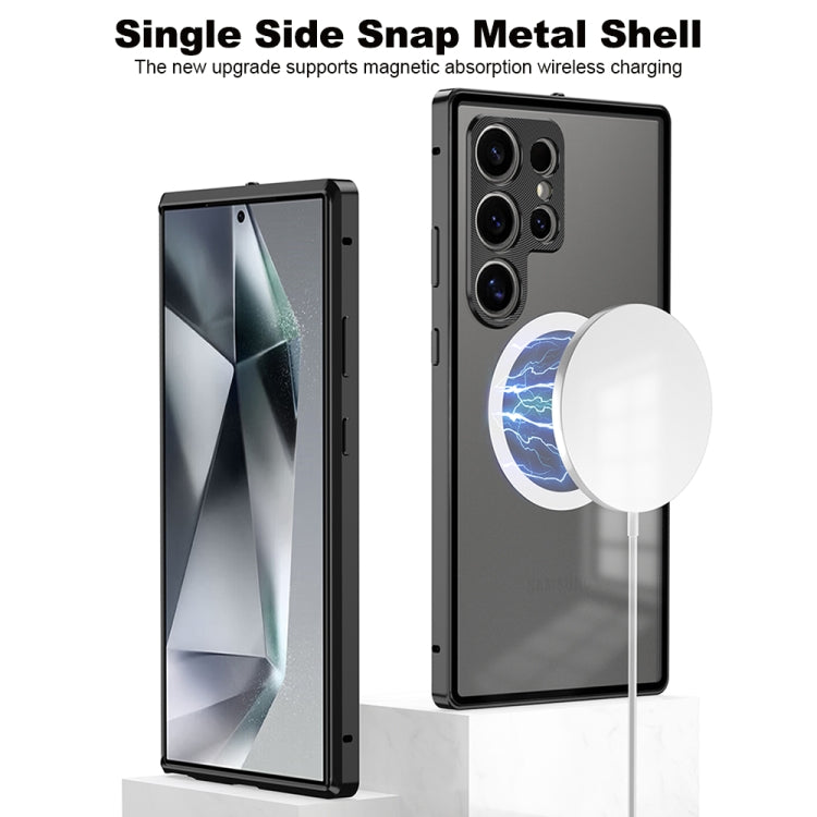 For Samsung Galaxy S24+ 5G Snap Buckle Metal Frame Frosted MagSafe Phone Case