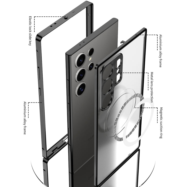 For Samsung Galaxy S24+ 5G Snap Buckle Metal Frame Frosted MagSafe Phone Case