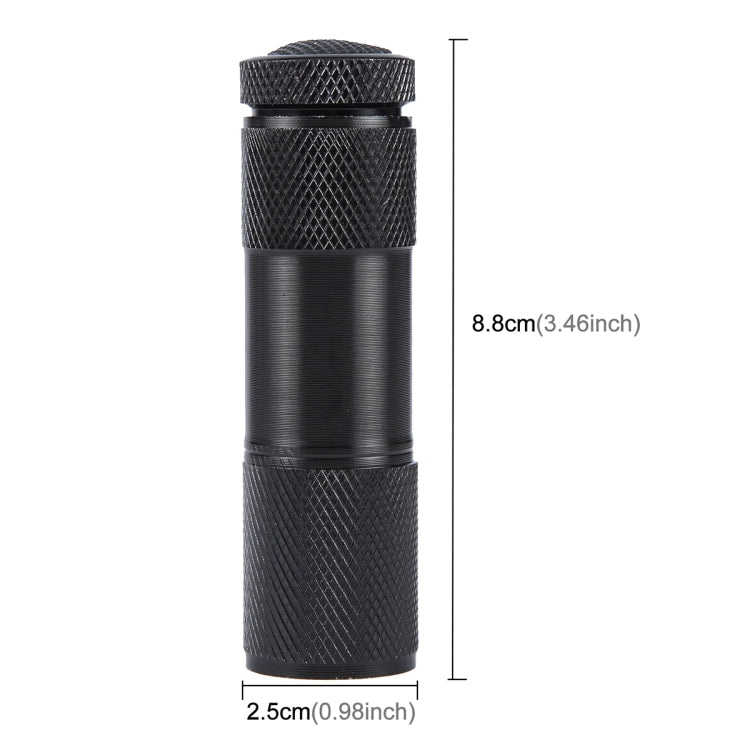Mini 9 LEDs 395nm Ultraviolet Ray Detection Flashlight - Black