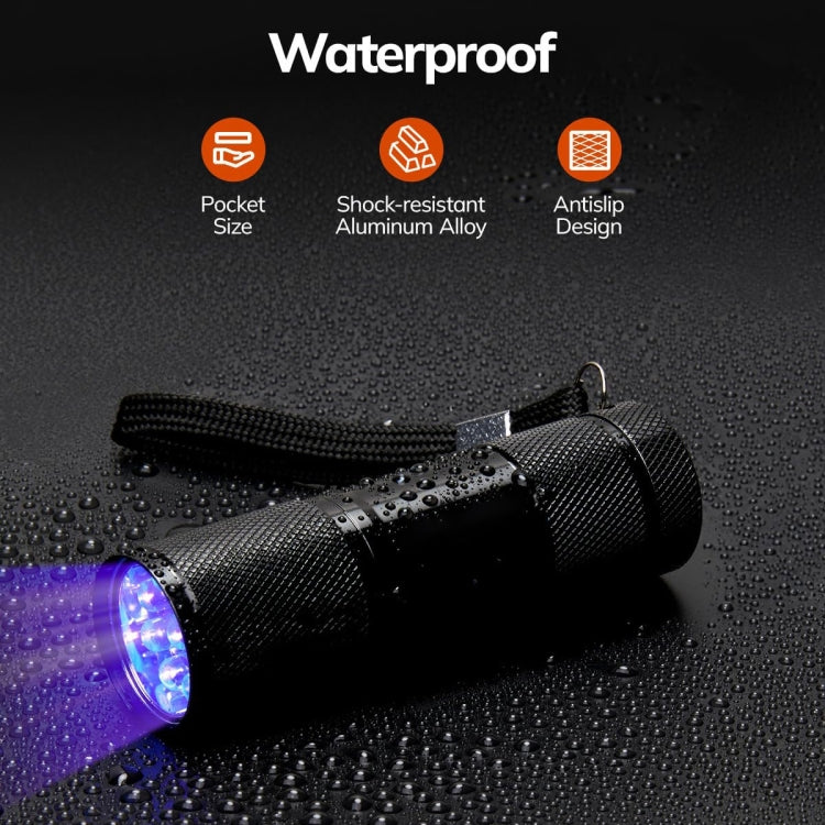 Mini 9 LEDs 395nm Ultraviolet Ray Detection Flashlight - Black