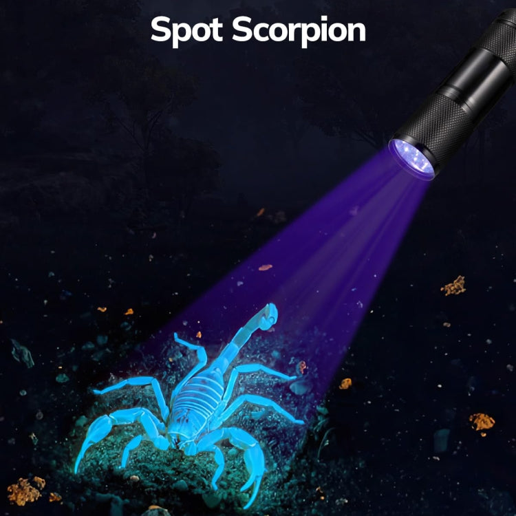 Mini 9 LEDs 395nm Ultraviolet Ray Detection Flashlight - Black