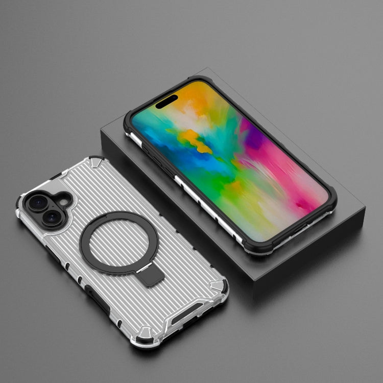 For iPhone 16 Plus Grating Holder Shockproof Phone Case