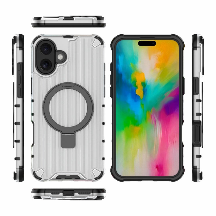 For iPhone 16 Plus Grating Holder Shockproof Phone Case