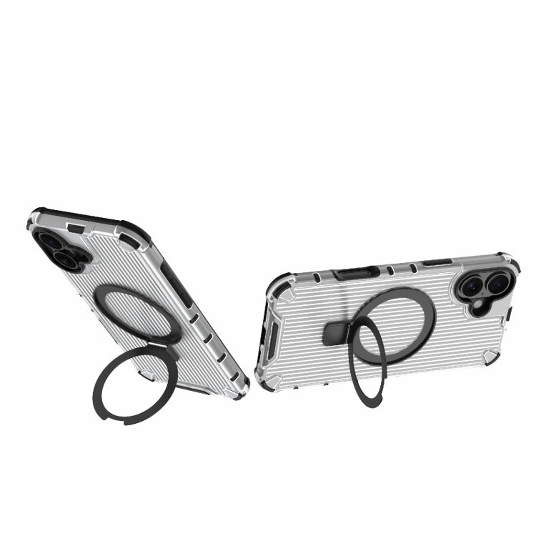 For iPhone 16 Plus Grating Holder Shockproof Phone Case