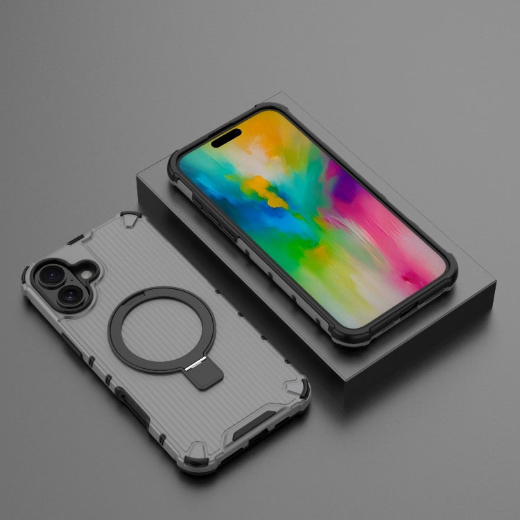 For iPhone 16 Plus Grating Holder Shockproof Phone Case
