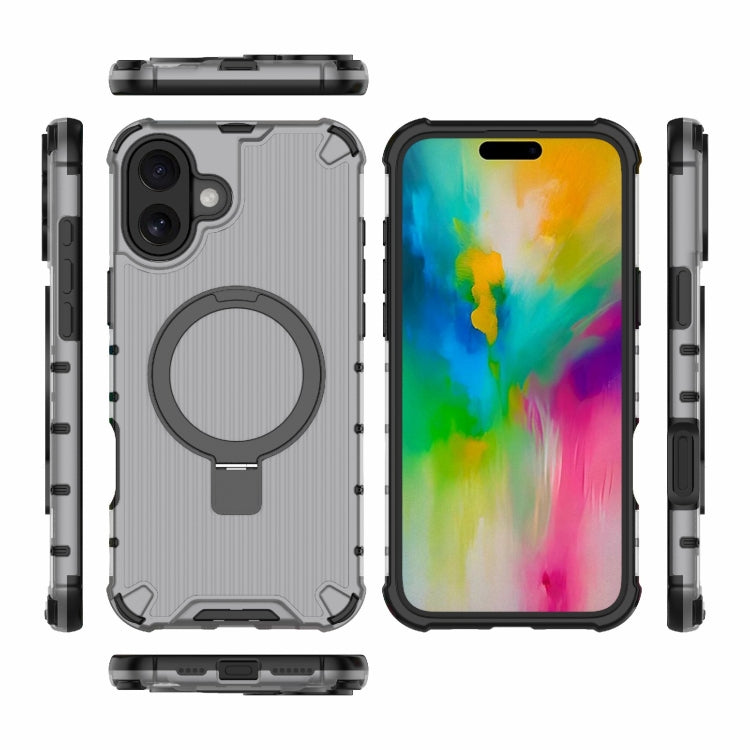 For iPhone 16 Plus Grating Holder Shockproof Phone Case