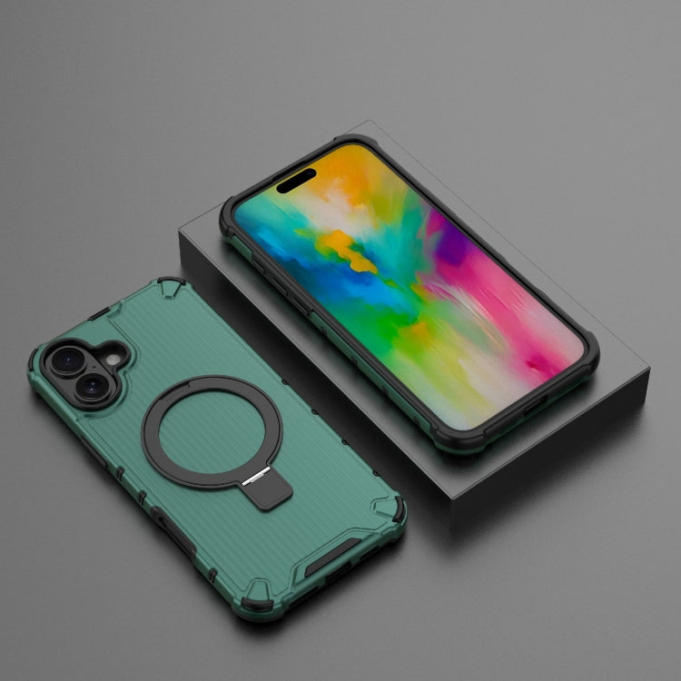 For iPhone 16 Plus Grating Holder Shockproof Phone Case