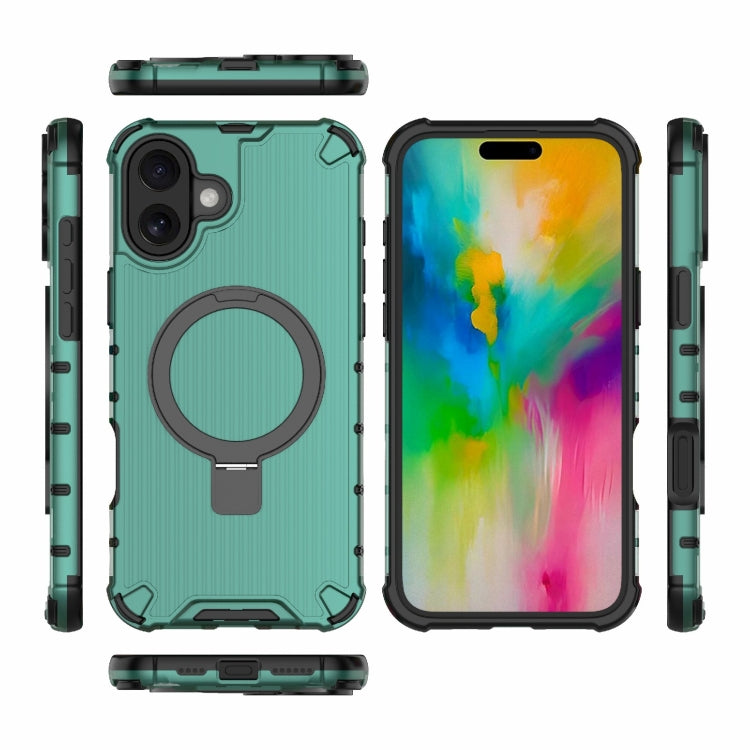 For iPhone 16 Plus Grating Holder Shockproof Phone Case