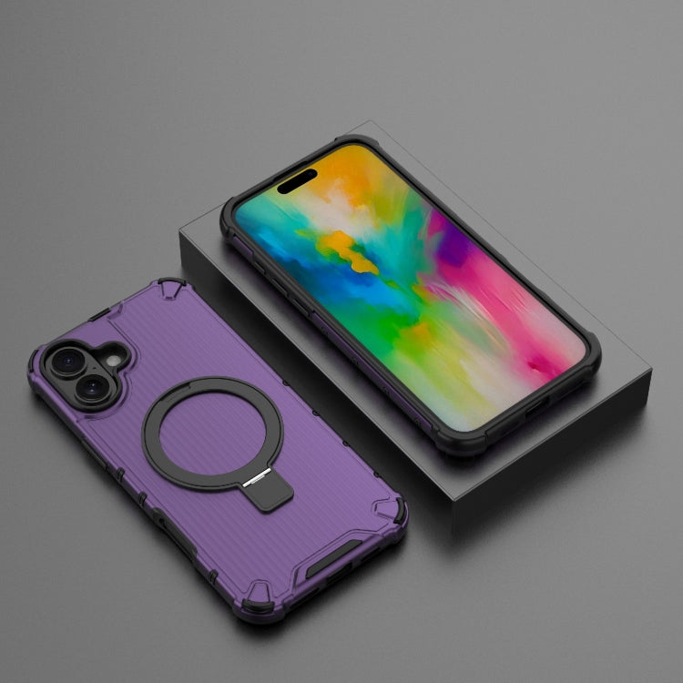 For iPhone 16 Plus Grating Holder Shockproof Phone Case