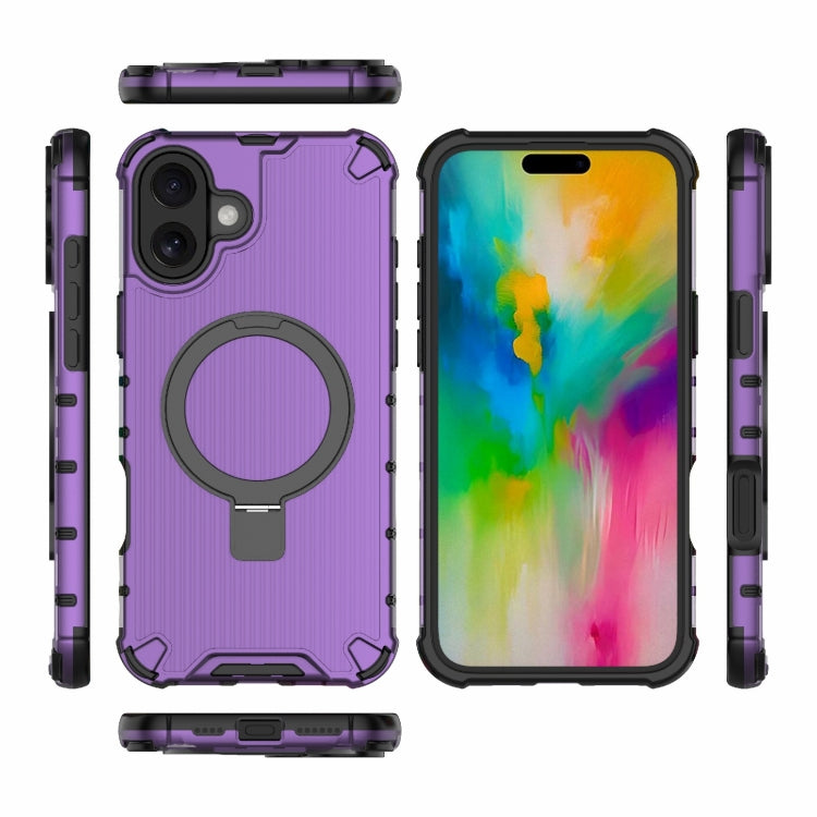 For iPhone 16 Plus Grating Holder Shockproof Phone Case