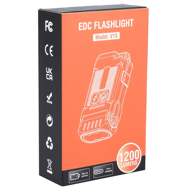 V15 EDC Flashlight Multi-function Work Light - Black