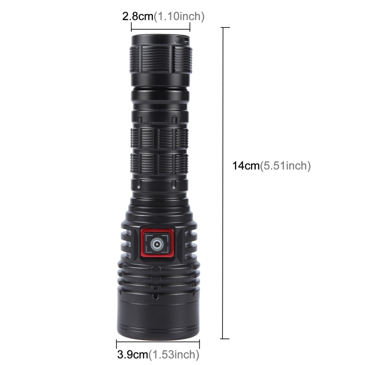 813 T40 1200LM USB Rechargeable LED Flashlight - Black