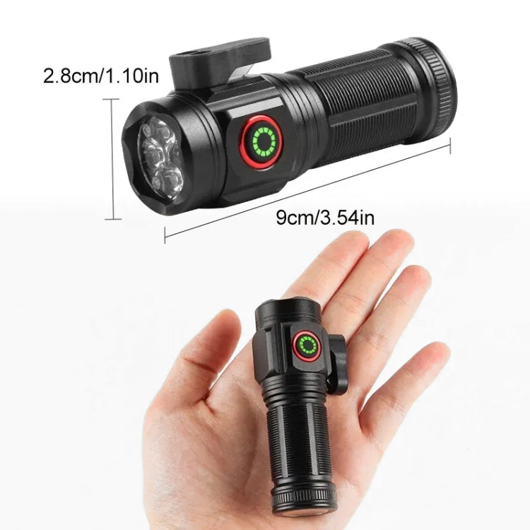 W5183 4 LEDs Highlight Mini Rechargeable Flashlight - Black