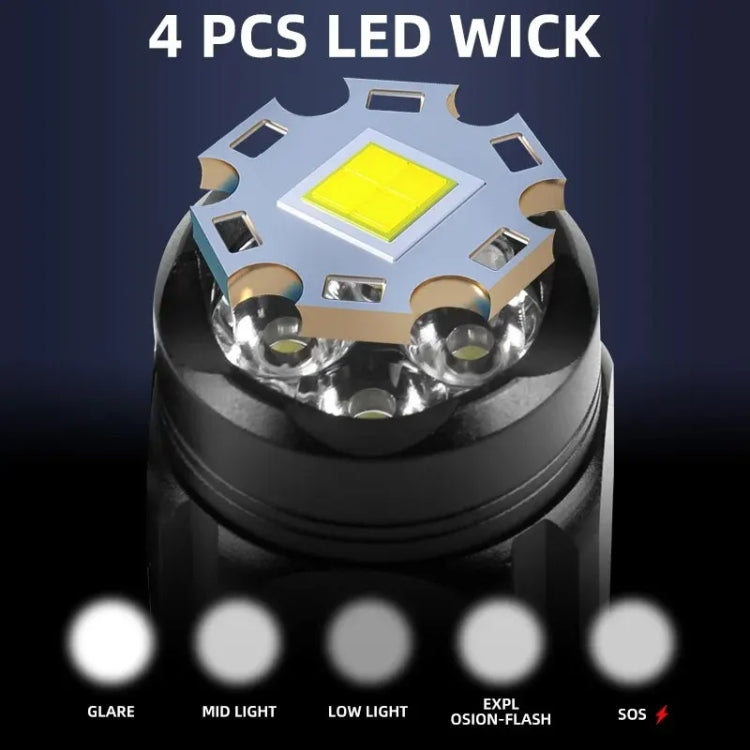 W5183 4 LEDs Highlight Mini Rechargeable Flashlight - Black