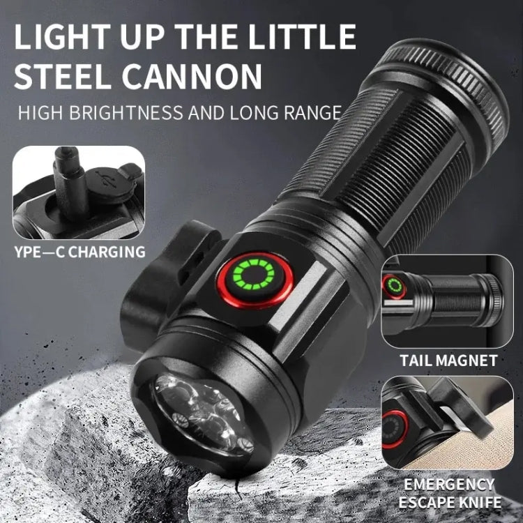 W5183 4 LEDs Highlight Mini Rechargeable Flashlight - Black