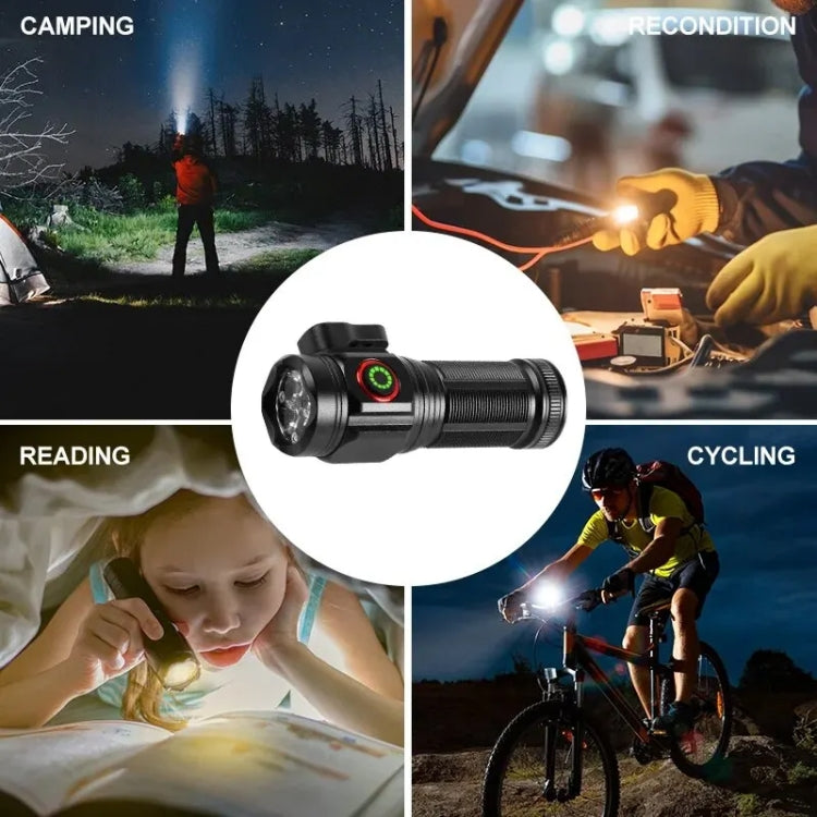 W5183 4 LEDs Highlight Mini Rechargeable Flashlight - Black