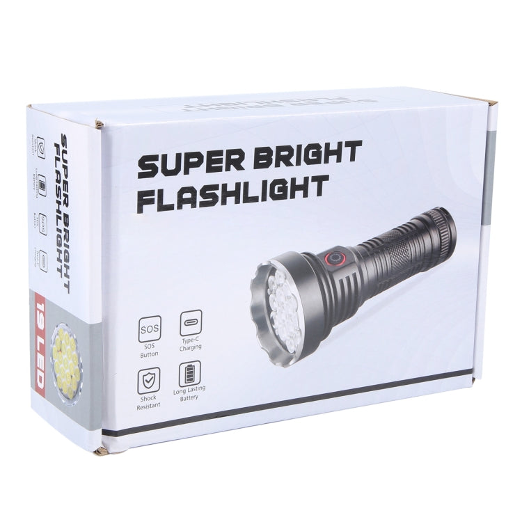 W5201-1 19 LEDs 3200LM Super Bright Rechargeable Flashlight - Black