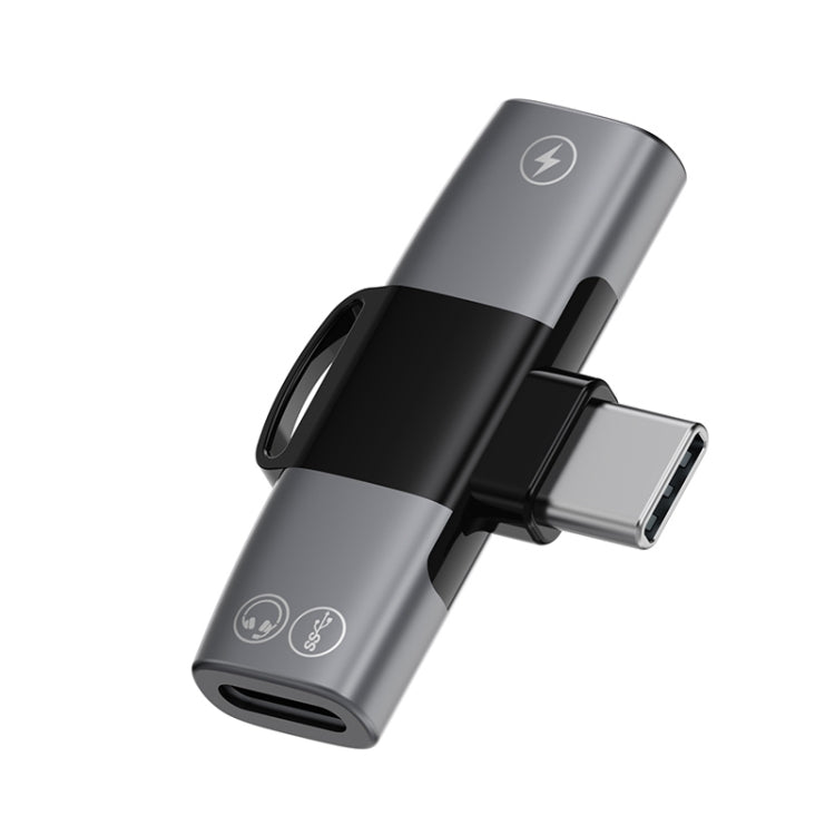 2 in 1 USB-C / Type-C to Dual USB-C / Type-C T-Type Audio Mobile Phone Charging Adapter