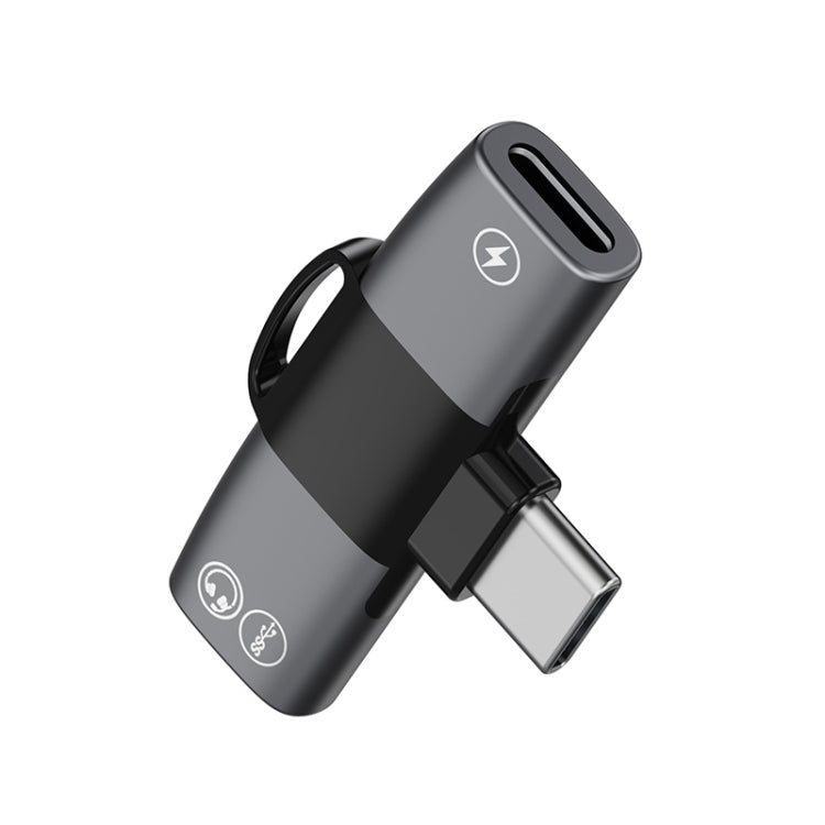 2 in 1 USB-C / Type-C to Dual USB-C / Type-C T-Type Audio Mobile Phone Charging Adapter