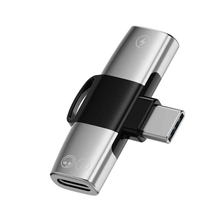 2 in 1 USB-C / Type-C to Dual USB-C / Type-C T-Type Audio Mobile Phone Charging Adapter