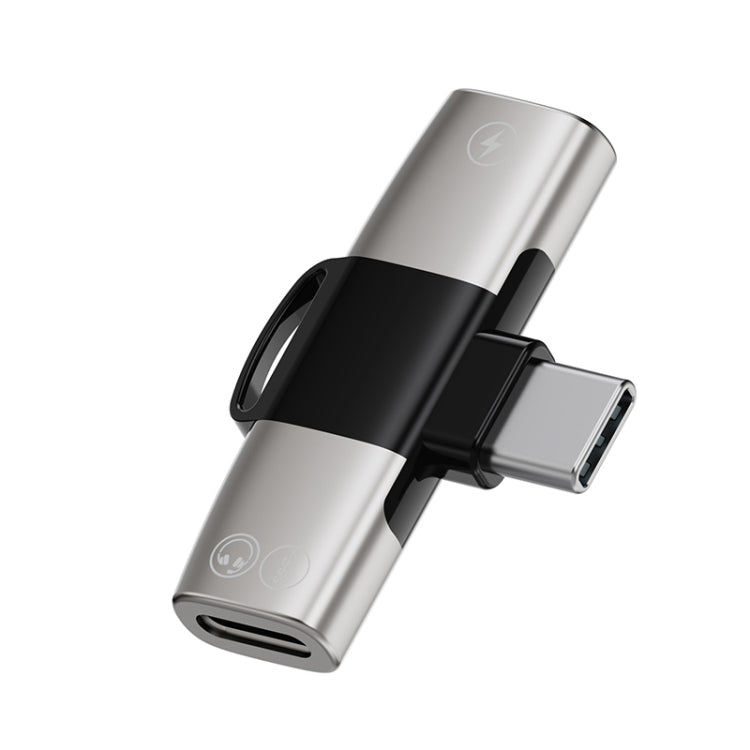 2 in 1 USB-C / Type-C to Dual USB-C / Type-C T-Type Audio Mobile Phone Charging Adapter