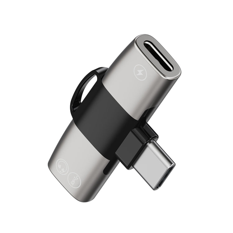 2 in 1 USB-C / Type-C to Dual USB-C / Type-C T-Type Audio Mobile Phone Charging Adapter